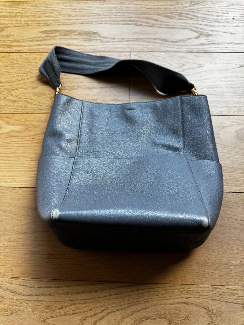 Celine Taupe Soft Grained Calfskin Medium Sangle Bucket Bag
